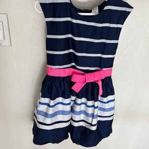Carter's Navy and White Striped Dress with Pink Accent